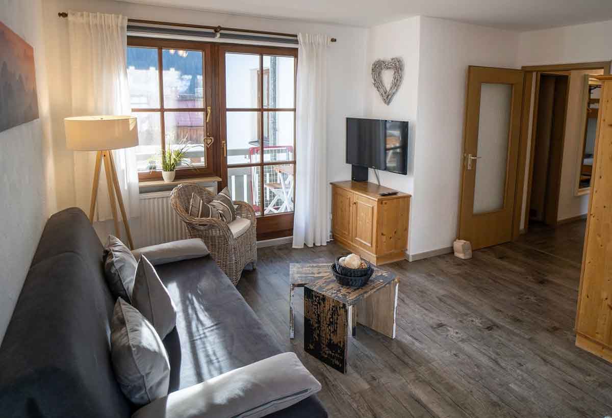 Wohnraum in der Ferienwohnung Bergruh